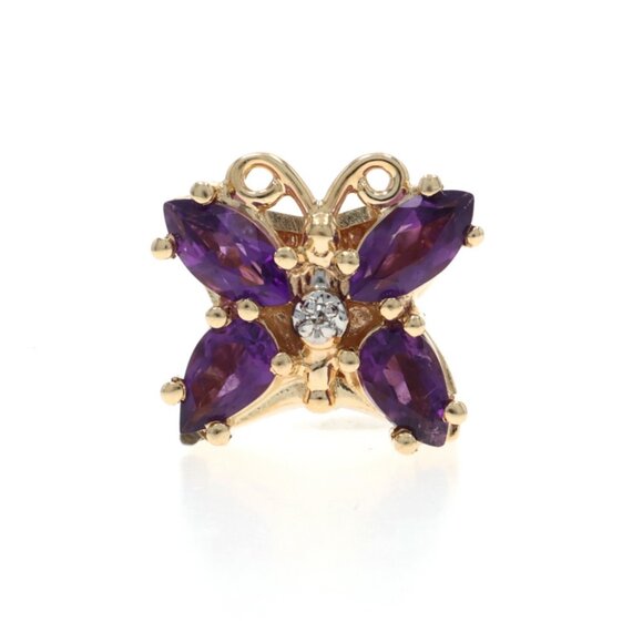Richard Klein Amethyst Diamond Butterfly Slide Charm Yellow Gold 14k Marq1.80ctw - Picture 1 of 4